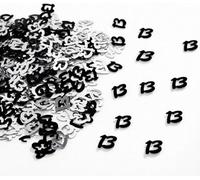 Shatchi 13Th Birthday Confetti Black & Silver 1 Pack X 14 Grams Birthday Decoration Foil Metallic 1 Pack