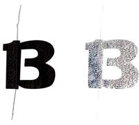 Shatchi 13Th Glitz Black And Silver Anniversary Birthday Metallic Hanging String Shiny Foil Wall Decorations Pack Of 6