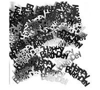 SHATCHI 14 Gram Black & Silver Happy Birthday Confetti Table Scatter Glitz Sprinkles Stardust Bday Party Decorations For Kids Adults, Black and Silver, SHATCHI - 176