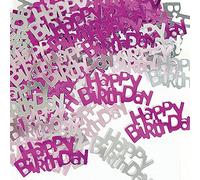 SHATCHI 14 Gram Pink & Silver Happy Birthday Confetti Table Scatter Glitz Sprinkles Stardust Bday Party Decorations For Kids Adults, (SHATCHI - 180)