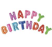 SHATCHI 14 Inch Kids Adults Happy Birthday Reusable Foil Multicoloured Letter Helium Air Filled Party Celebration Supplies Balloons Decorations