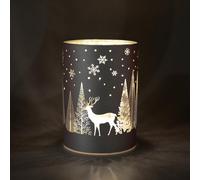 SHATCHI 14cm Christmas Decorated Vase Table Lamp Etched Glass Tube Xmas Silver Cylinder LED Fairy Lights Battery Operated Table Decoration