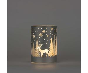 SHATCHI 14cm Christmas Decorated Vase Table Lamp Etched Glass Tube Xmas Silver Cylinder LED Fairy Lights Battery Operated Table Decoration