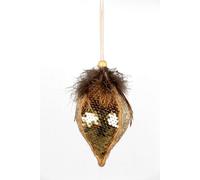 Shatchi 14Cm Gold Teardrop Bauble - Christmas Hanging Decoration