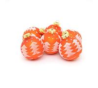 Shatchi 15642-BAUBLES-ORANGE-6PCS 6pcs Hand Printed Glass Christmas Tree Baubles Balls Hanging Ornaments Decorations Seasonal Home Décor Xmas, Multi