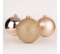 Shatchi 15Cm/3Pcs Christmas Baubles Shatterproof Champagne Gold,tree Decorations