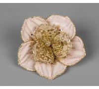 SHATCHI 15cm Deluxe Christmas Glitter Poinsettia Rose Gold Velvet Net Artificial Flower with Metal Clip Christmas Tree Decorations Wedding New Year Ornaments