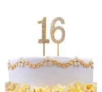 Shatchi 16 Gold Diamond Sparkley Cake Topper Number Year For Birthday Anniversary Party Decorations