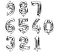 SHATCHI 16" Letters Numbers Foil Balloons Air Filled Self Inflating Birthday Anniversary Wedding Party Banner Decorations, Silver