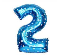 SHATCHI 16" Letters Numbers Foil Balloons Air Filled Self Inflating Birthday Anniversary Wedding Party Banner Decorations, Blue