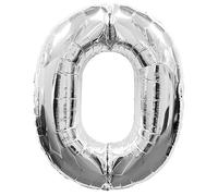 Shatchi - 16" Silver Number 0 Balloon Inflatable Banner Party Bunting Decorations 10th 30th 40th 50th 60th 70th 80th Birthday Balloons
