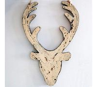 SHATCHI, 16 x 26H CM, SHATCHI 26cm Christmas Wooden Hanging Cream Front Face Deer Wall Decoration Xmas Home Office Holiday Decorative Centrepiece