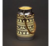 Shatchi 16cm Christmas Decorated Jar Table Skandi Design Silver Lantern Shatchi Silver