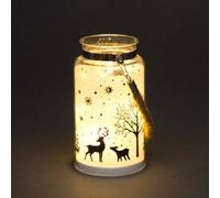 Shatchi 16Cm Christmas Decorated Jar Table Winter Woodland Scene Lantern