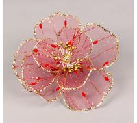 6Pcs -16cm Deluxe Christmas Glitter Poinsettia Red Gold Net Artificial Flowers with Metal Clips Christmas Tree Decorations Wedding New Year Ornaments