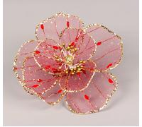 16cm Deluxe Christmas Glitter Poinsettia Red Gold Net Artificial Flower with Metal Clip Christmas Tree Decorations Wedding New Year Ornaments