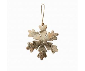 SHATCHI 16cm Snowflake Shape Birch Bark Wooden Christmas Tree Wall Door Wreath Ceiling Hanging Xmas Home Decorations, Wood