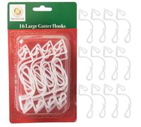 SHATCHI 16Pcs Giant Clear Gutter Hooks for Outdoor Hanging Christmas String, Rope Lights Decorations -UV-Protected, Weatherproof, Reusable Clips, Pack of 16