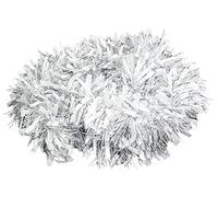 SHATCHI 16Pcs Silver White 1.8m/6ft Xmas Metallic Chunky Tinsel Garland for Christmas Tree Hanging Decorations, PVC, 16