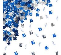 Shatchi 16Th Birthday Confetti Blue & Silver 2 Pack X 14 Grams Birthday Decoration Foil Metallic 2 Pack