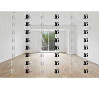 Shatchi 16Th Glitz Black Anniversary Birthday Metallic Hanging String Shiny Foil Wall Decorations Pack Of 6