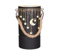 SHATCHI 17cm Christmas Decorated Lantern Vase Table Lamp Etched Glass Tube Xmas Black Cylinder LED Fairy Lights Battery Operated Table Decoration