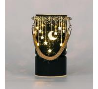 SHATCHI 17cm Christmas Decorated Lantern Vase Table Lamp Etched Glass Tube Xmas Black Cylinder LED Fairy Lights Battery Operated Table Decoration