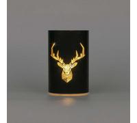 Christmas Table Decoration Xmas Vase Led Black Glass Stags Head 17cm Home Decor