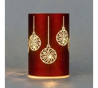 SHATCHI 17cm Christmas Decorated Vase Table Lamp Etched Glass Tube Xmas Red Cylinder LED Fairy Lights Battery Operated Table Decoration, Baubles