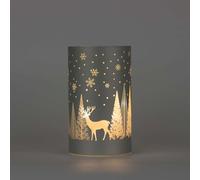 SHATCHI 17cm Christmas Decorated Vase Table Lamp Etched Glass Tube Xmas Silver Cylinder LED Fairy Lights Battery Operated Table Decoration