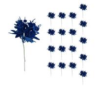Shatchi 17Cm Glitter Eucalyptus With Maple Leaf Pick Dark Blue 18Pcs