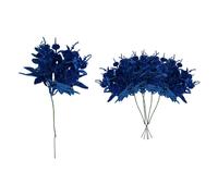 Shatchi 17Cm Glitter Eucalyptus With Maple Leaf Pick Dark Blue 6Pcs