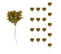 Shatchi 17Cm Glitter Eucalyptus With Maple Leaf Pick Gold 18Pcs