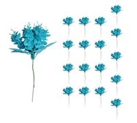 Shatchi 17Cm Glitter Eucalyptus With Maple Leaf Pick Light Blue 18Pcs