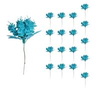 Shatchi 17Cm Glitter Eucalyptus With Maple Leaf Pick Light Blue 6Pcs