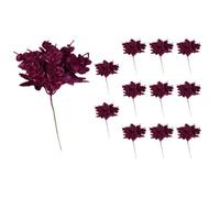 Shatchi 17Cm Glitter Eucalyptus With Maple Leaf Pick Purple 12Pcs