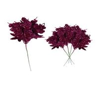 Shatchi 17Cm Glitter Eucalyptus With Maple Leaf Pick Purple 6Pcs