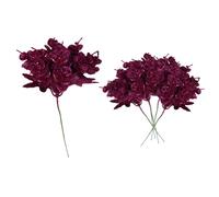Shatchi 17Cm Glitter Eucalyptus With Maple Leaf Pick Purple 6Pcs