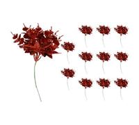 Shatchi 17Cm Glitter Eucalyptus With Maple Leaf Pick Red 12Pcs
