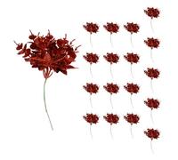 Shatchi 17Cm Glitter Eucalyptus With Maple Leaf Pick Red 18Pcs