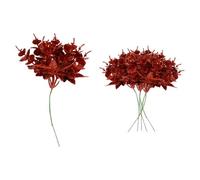 Shatchi 17Cm Glitter Eucalyptus With Maple Leaf Pick Red 6Pcs