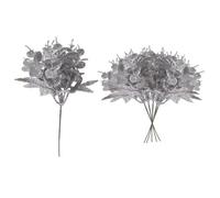 Shatchi 17Cm Glitter Eucalyptus With Maple Leaf Pick Silver 6Pcs