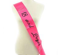 SHATCHI 18 and Legal Pink-Black Birthday Diamante Sash Fancy Dress Accessory Party Gift Banner Decoration