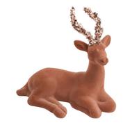 Shatchi 19Cm Velvet Sitting Deer, Dusky Brown