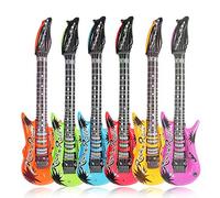 SHATCHI 1Pc Large 90cm Inflatable Guitar Toy for Kids - Blow Up Guitars Rock Star Musical Props Assorted Colors, Reusable for Birhday,Karaoke Hen Party