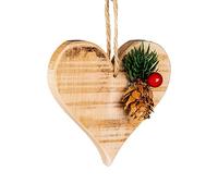 SHATCHI 1pc Rustic Wooden Heart Christmas Tree Hanging Decoration - Christmas Wooden Festive Ornaments Hanging Xmas Pendant DIY Craft Gift