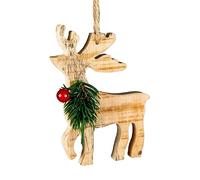 Wooden Craft Reindeer Shape - Tree Hanging Decoration - 12X8X1.5cm Shatchi Multi One Size