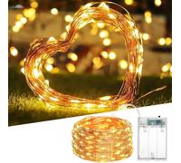 (100 LEDs, Gold Wire - Warm White) 2 x Christmas LED Lights White Warm White Gold Silver Wire Battery Operated