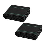 Shatchi 2 Pack Of 2M X 10M Heavy Duty Weed Barrier Fabric Woven Garden Ground Cover Membrane