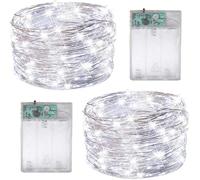 SHATCHI 2 Pack of 40 LED/4m Fairy String Lights Silver Wire Battery Operated Cool White LEDs Twinkle Waterproof Lights for Bedroom, Christmas, Party, Wedding Outdoor Indoor Decoration